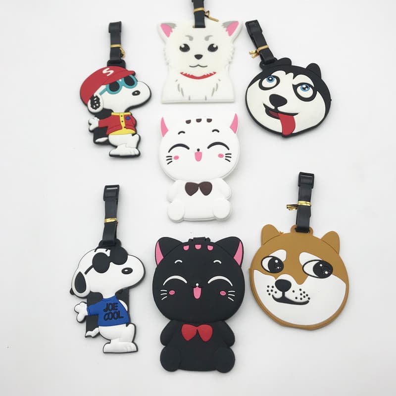 Etiqueta de bagagem fofa indispensável para viagem Gato Snoopy Tom Cat Tiger Husky Fadou Etiqueta de bagagem 30OQ