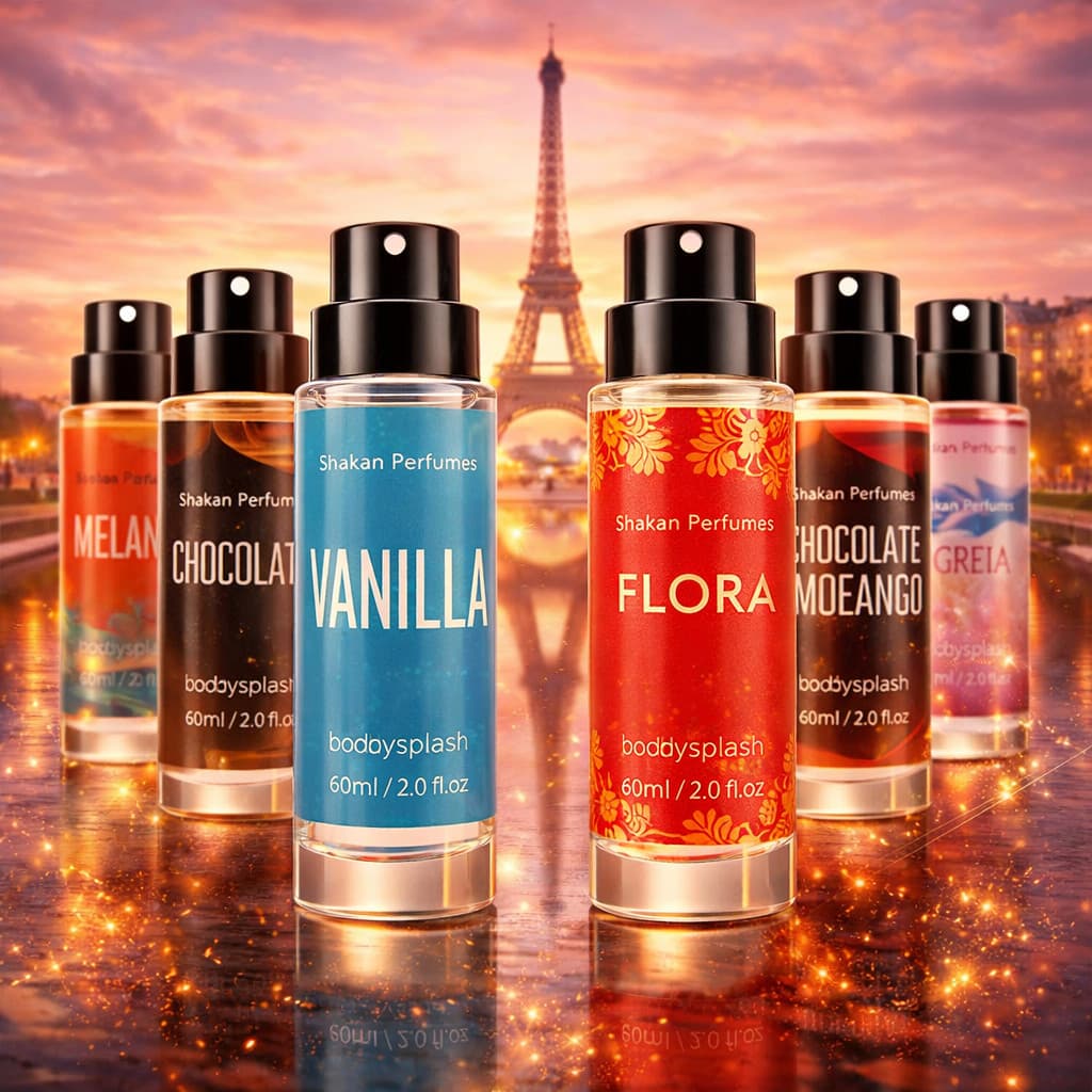 Kit 6 Body Splash Fragancias Vanilla, Melancia, Flora, Chocolate, MoraNgo, Sereia (60 ml cada)