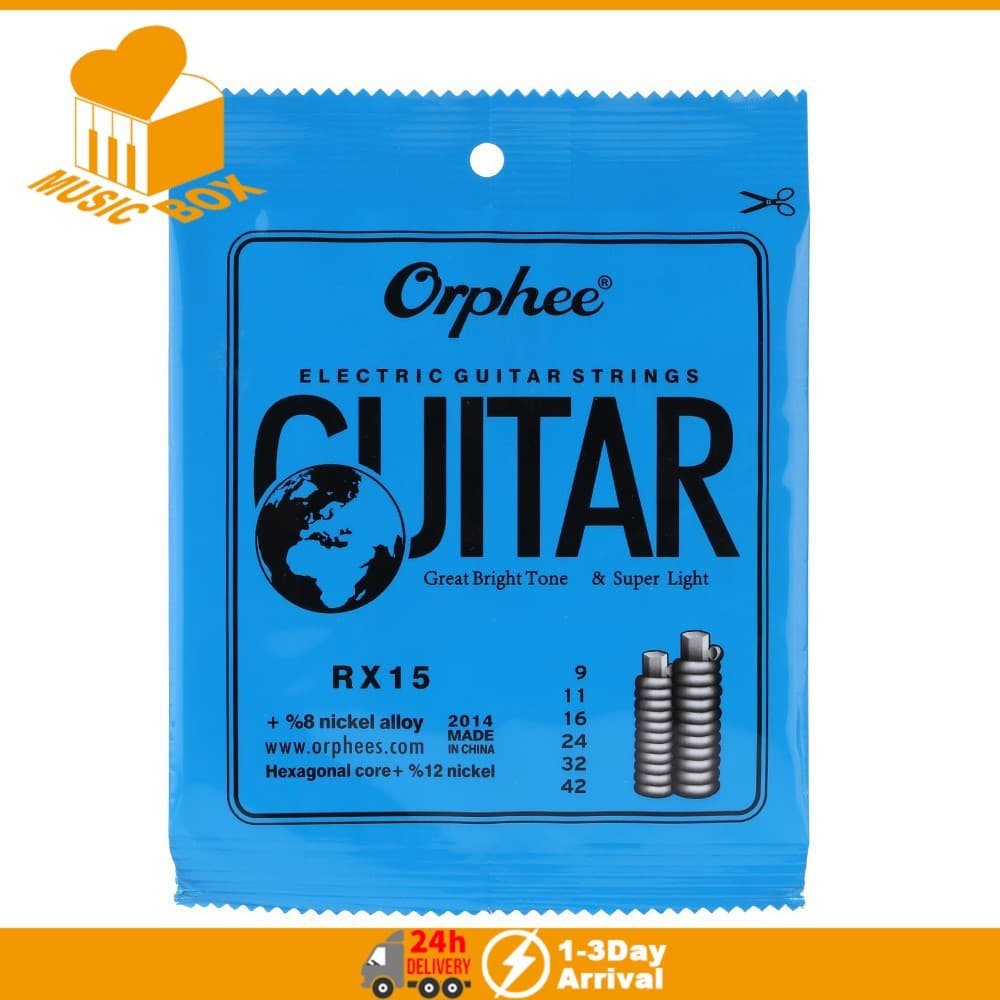 Orphee RX15 6 Peças Conjunto De Cordas De Guitarra Elétrica (0,009-0,042) De Liga De Níquel Super Leve