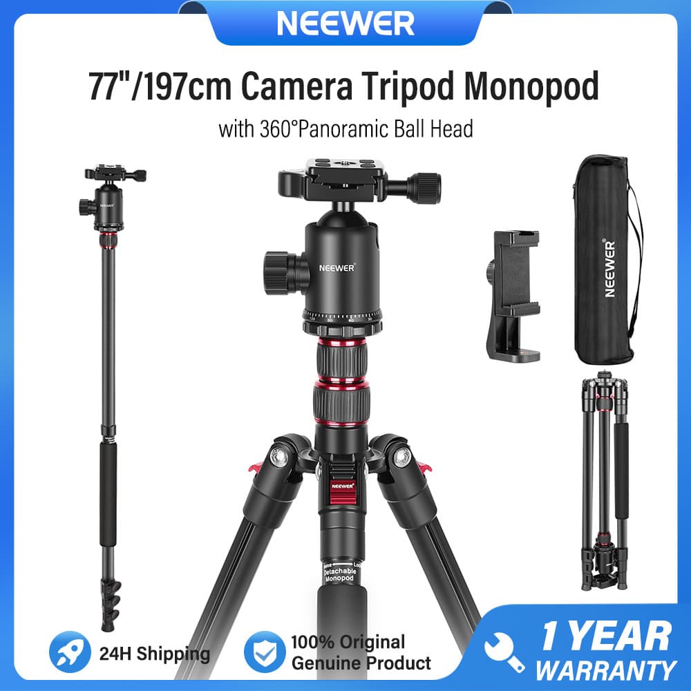 Tripé Monopé Para Câmera NEEWER 197 Cm DSLR , Com 360 ° Cabeça Esférica Panorâmica , Coluna Central De 2 Eixos , De Viag