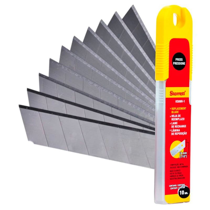 Lâminas 18mm para Estilete com 10 Peças KS06R-1 Starrett