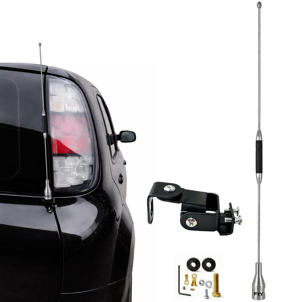 Antena PX Móvel Bobina Centro 60cm Suporte Carro Cromada