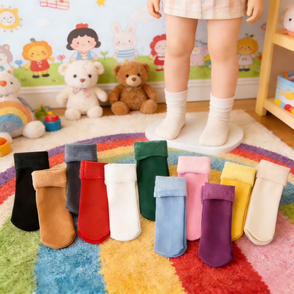 Kit 03 Meias Térmicas Infantis de Lã (3-8 Anos) Pés Quentinhos e Confortáveis no Inverno