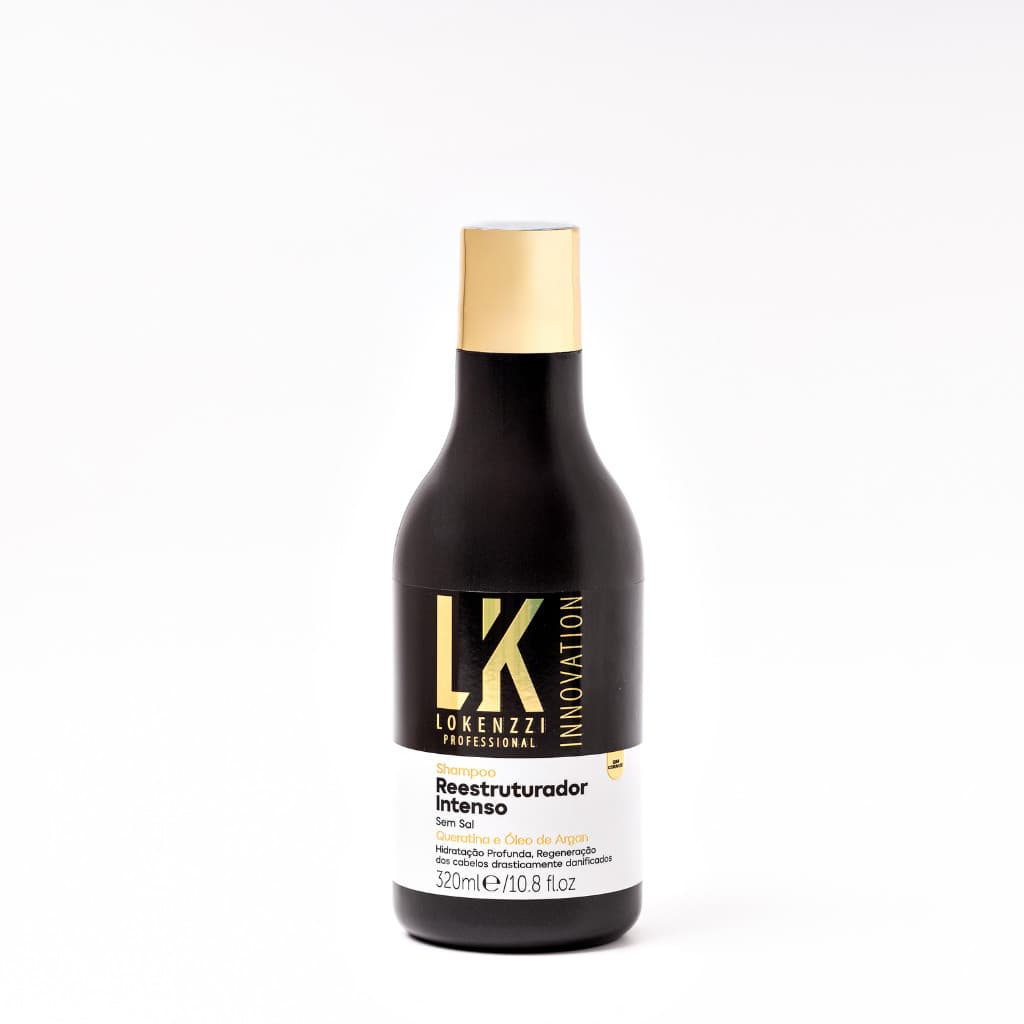 Shampoo Reestruturador Intenso Lokenzzi 320ml Reconstrução Capilar Hidratação Profunda Limpeza Suave Fortalecimento Fios