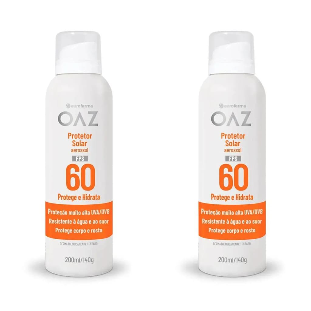 KIT C/2 Protetor Solar Aerosol OAZ FPS 60 Eurofarma 200ml
