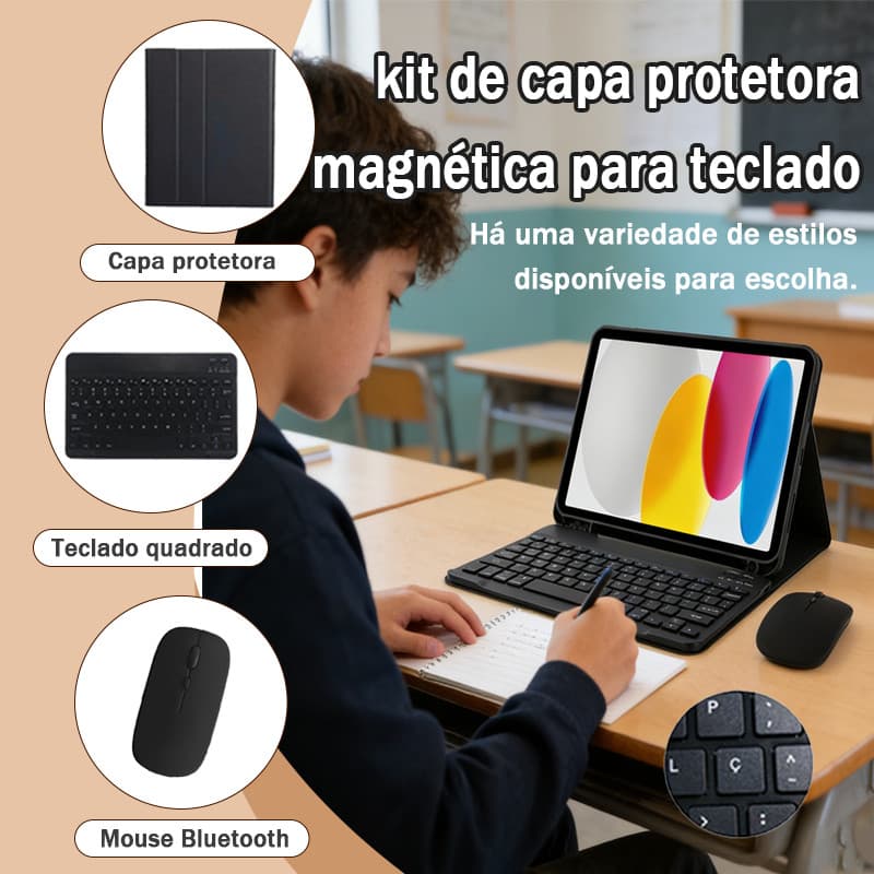 Capa Para Samsung Tab S6 Lite/A9 plus /A11 plus（11"）/S10FE+ (13,1" ) Com Teclado Bluetooth Abnt2 E Mouse Sem Fio