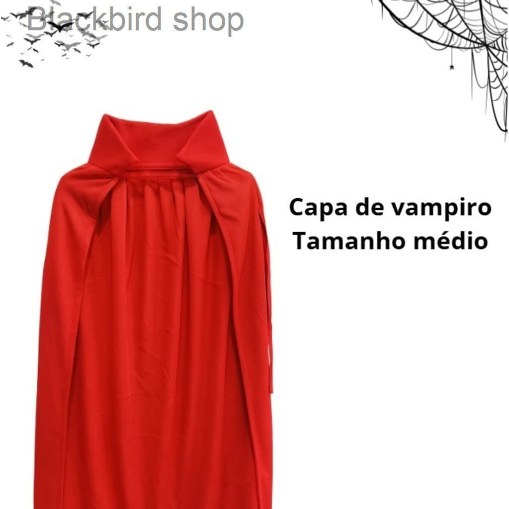(V)Capa de Vampiro Infantil Halloween Vermelha – Fantasia com Gola Alta 84cmOG4A