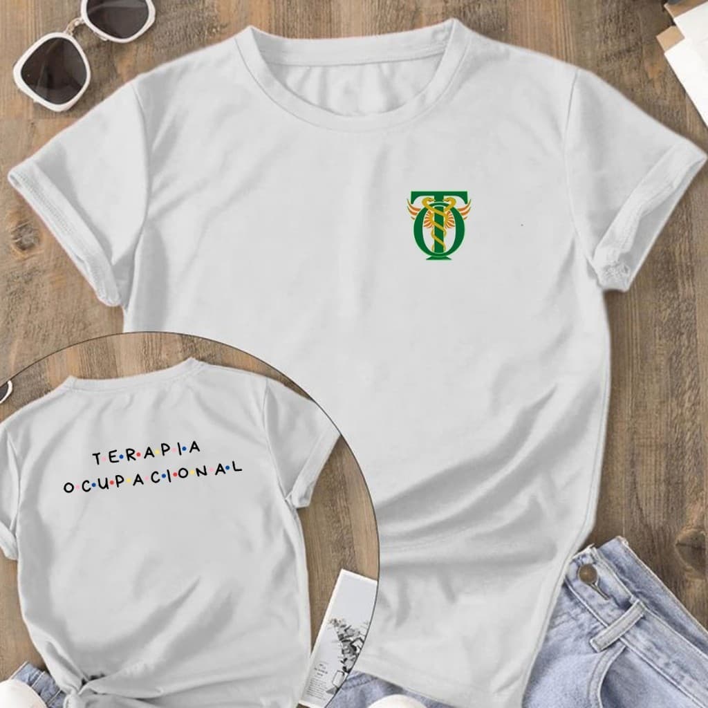 Camisetão Feminino Estampado Frente e Verso Camiseta Terapia Ocupacional Faculdade Profissão Várias Cores 100% Algodão