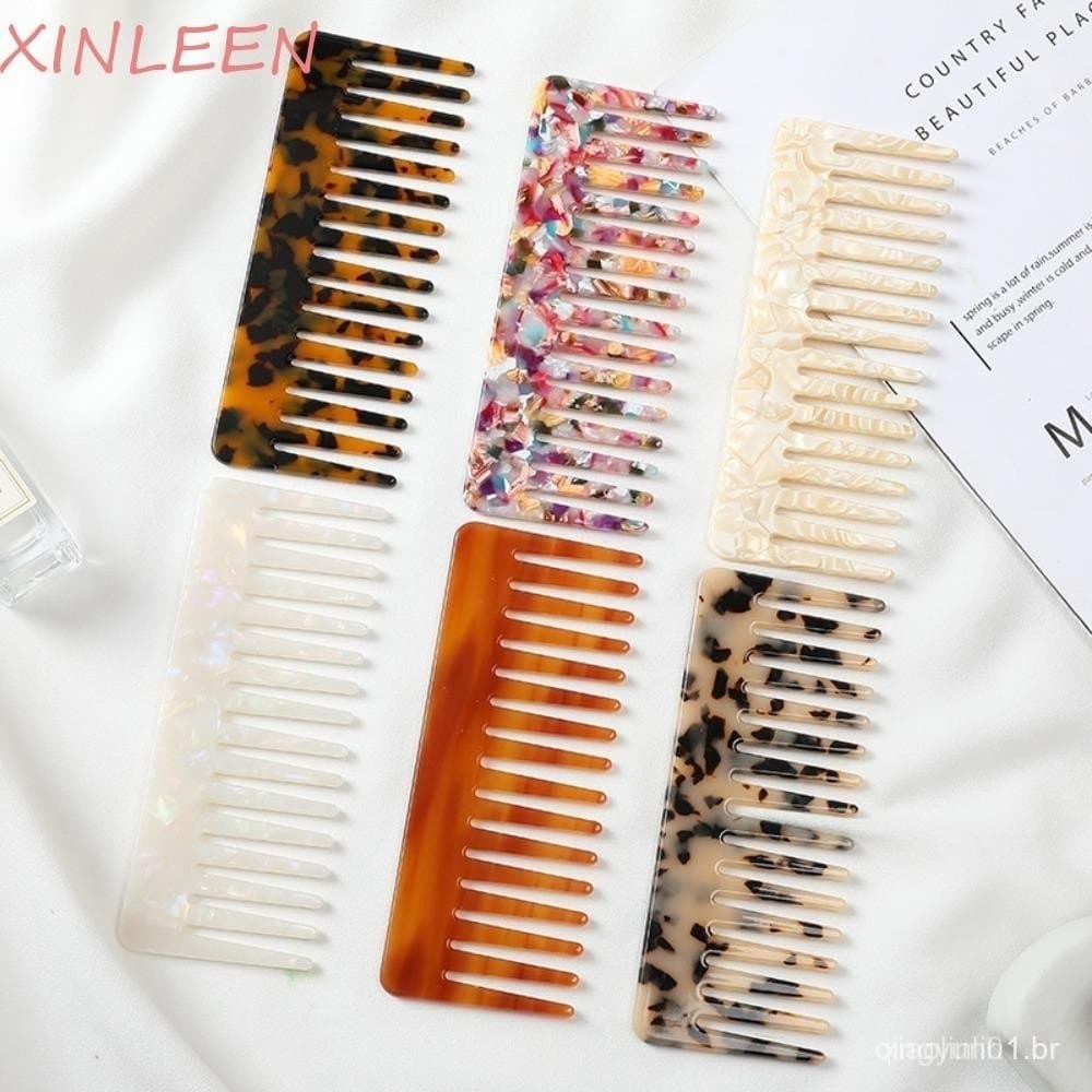 Pentes De Cabelo De Acetato XINLEEN , Escova Massagem Estilo De Salão De Dentes Largos , Pente De Cabeleireiro Colorido