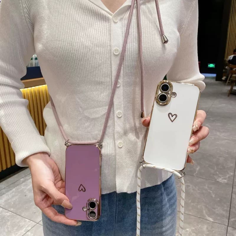 Capa De Cordão Crossbody Para Xiaomi Mi 15T 14T 13T 12T Pro Redmi Note 15 14 Plus 15 15C Cinta Chapeamento Amor Câmera P
