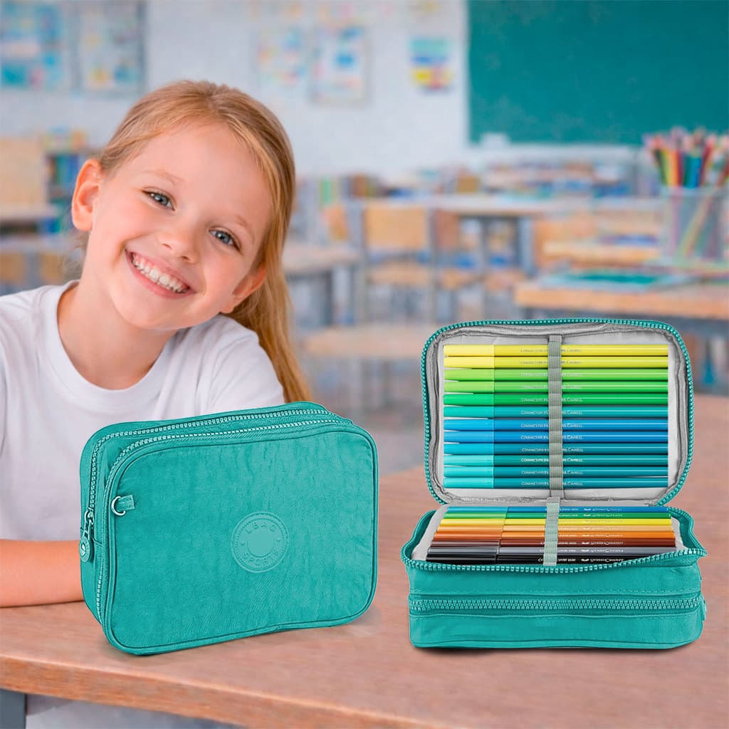 Estojo Escolar  Box Jumbo Feminino Grande Organizador Porta Lapis Caneta