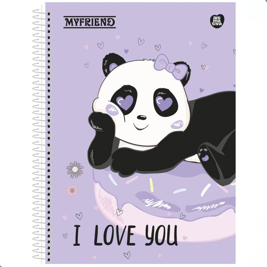 Caderno My Friend Univercitario 10 Matérias 160 Folhas Personalizado Fofinho Pandinha Escolar