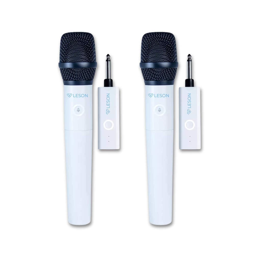 Kit com 2 Microfones sem Fio Dinâmico AR100 HT na cor Branca Leson