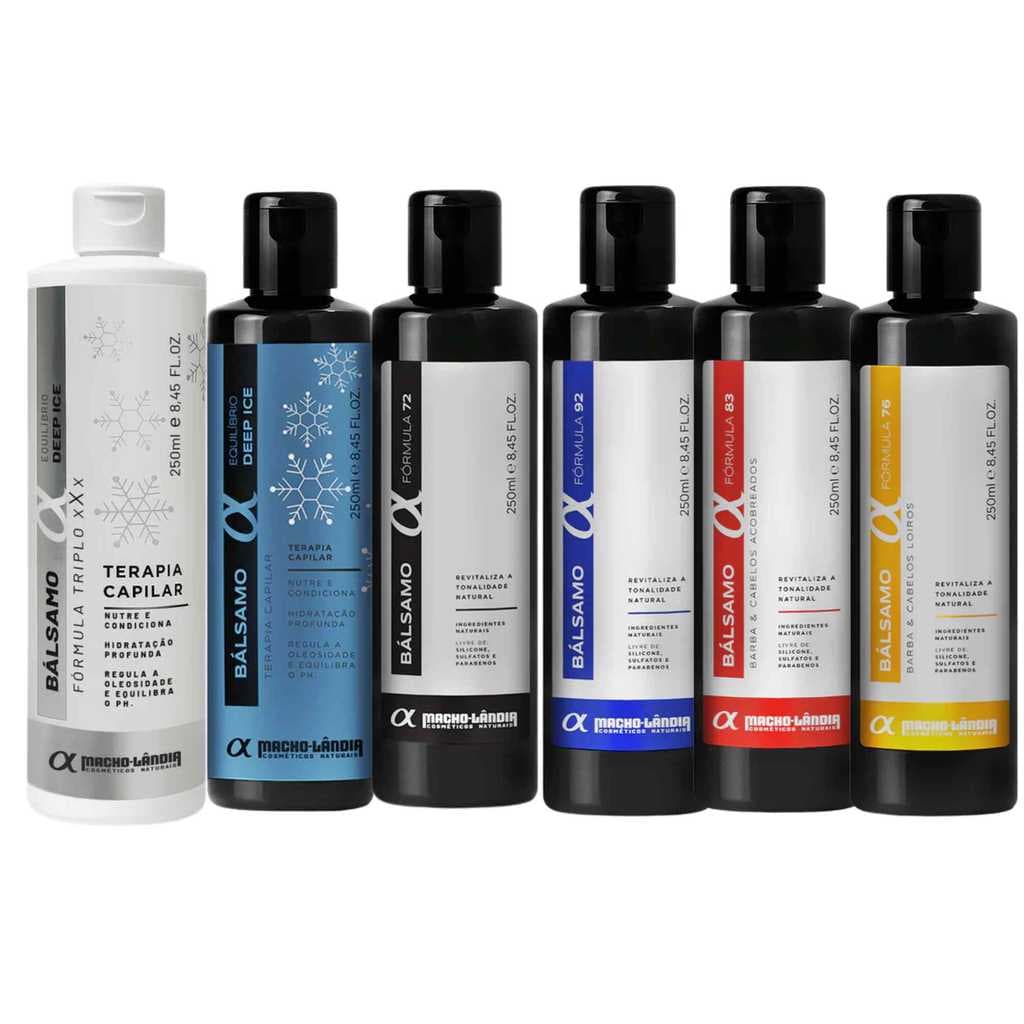 Bálsamo Masculino Macho Lândia 250ml - Escolha sua Linha Hidratação Profunda Maciez Controle do Frizz Cabelo e Barba