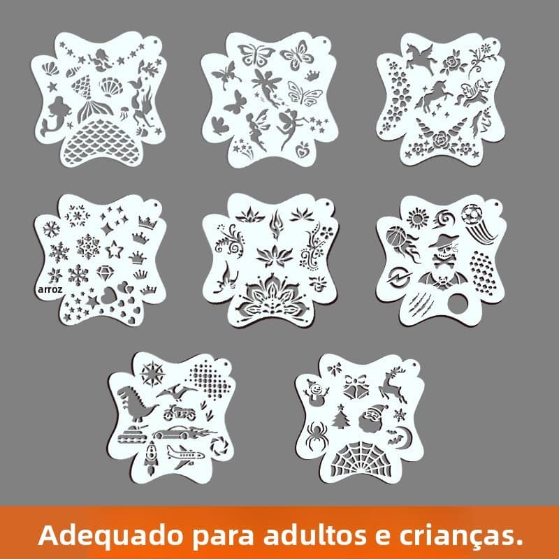 [8pcs] Modelo de prática de rosto pintado de maquiagem Totem de canto de olho Impressão oca Maquiagem de palco/Dia das c