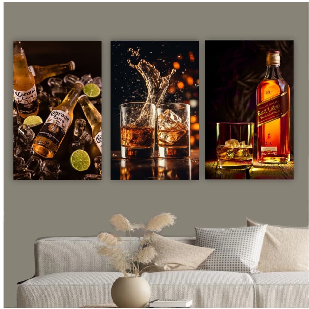 Quadro decorativo kit cerveja decoração para adega restaurante bar bebida
