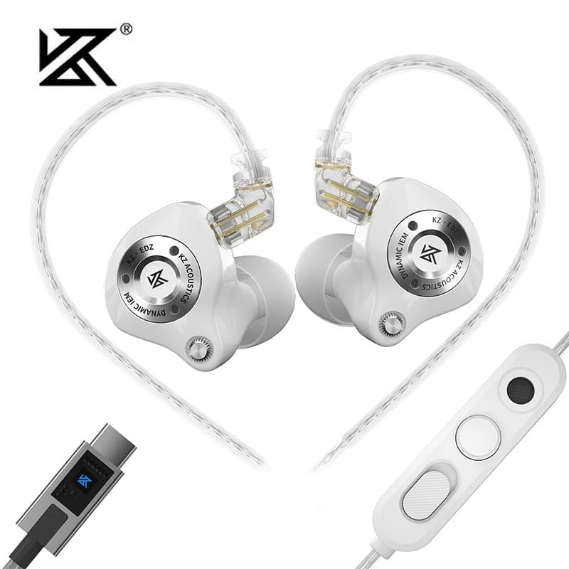 KZ EDZ Fones De Ouvido Ultra Ampla Frequência Duplo Amortecimento Alta Fidelidade Baixo Música Monitor IEM Jogo Fone Com