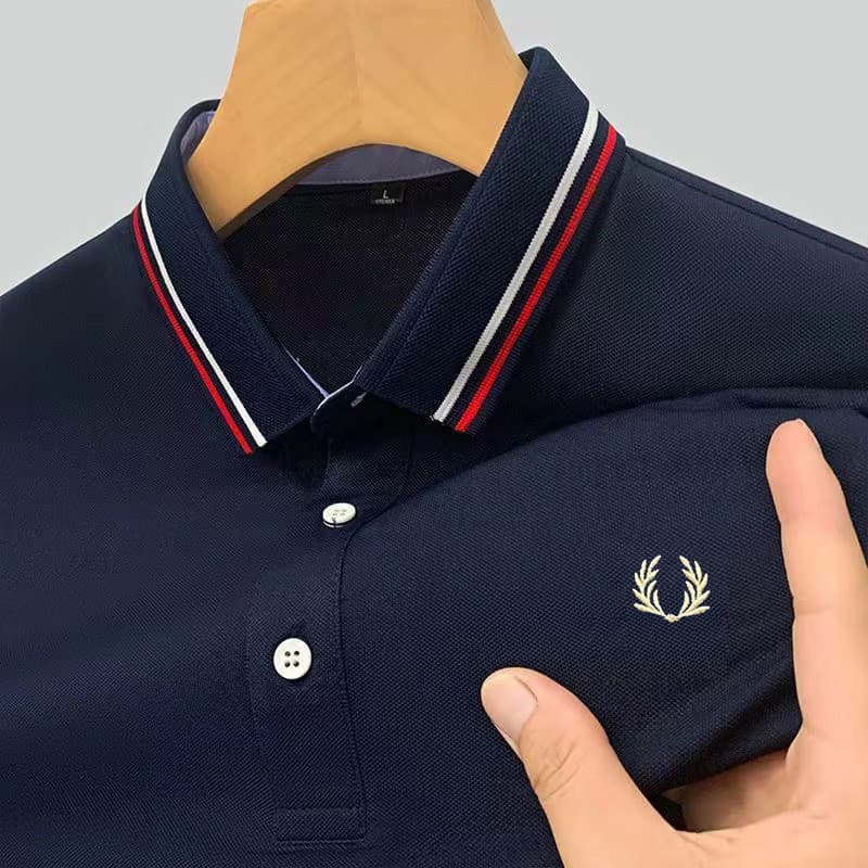 Novo estilo impresso camisa polo de lapela masculina logotipo bordado moda manga curta topo