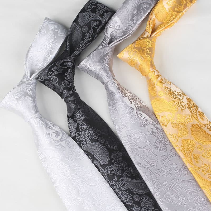 Nova Maré Homem De Rosa Amarelo Branco Paisley Floral 8CM Gravata De Poliéster Casamento Banquete Casual Gravatas