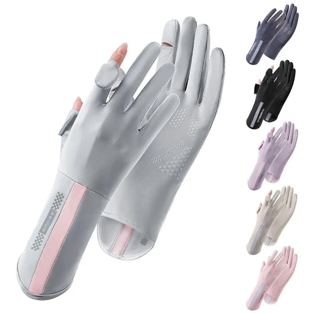 Luvas Elásticas De Proteção Solar , Comprimento Médio , Finas , De Seda Gelada , Antiderrapantes , Anti-UV , Ciclismo ,