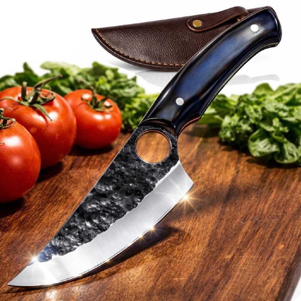 Faca Chef Forjada Artesanal Muito Afiada 27cm Cabo Madeira Corte Preciso Cozinha Churrasco