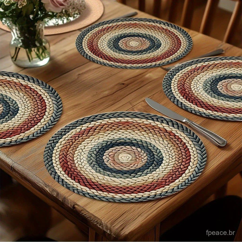 Conjunto Vintage Redondo Americano de 4 Peças, Decoração de Cozinha e Jantar de Fazenda, Essencial para Mim YC5V KHGS