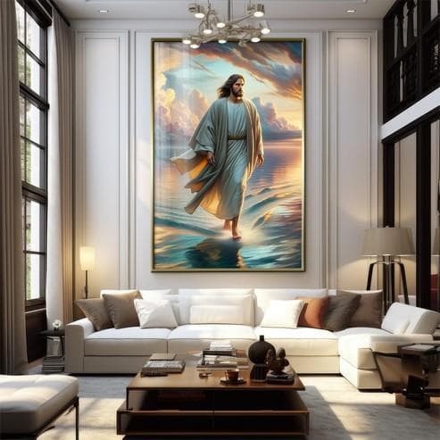 Quadro Decorativo Jesus sob o mar Luxo Casa Decoração De Parede Mdf Adesivo Sala Quarto.