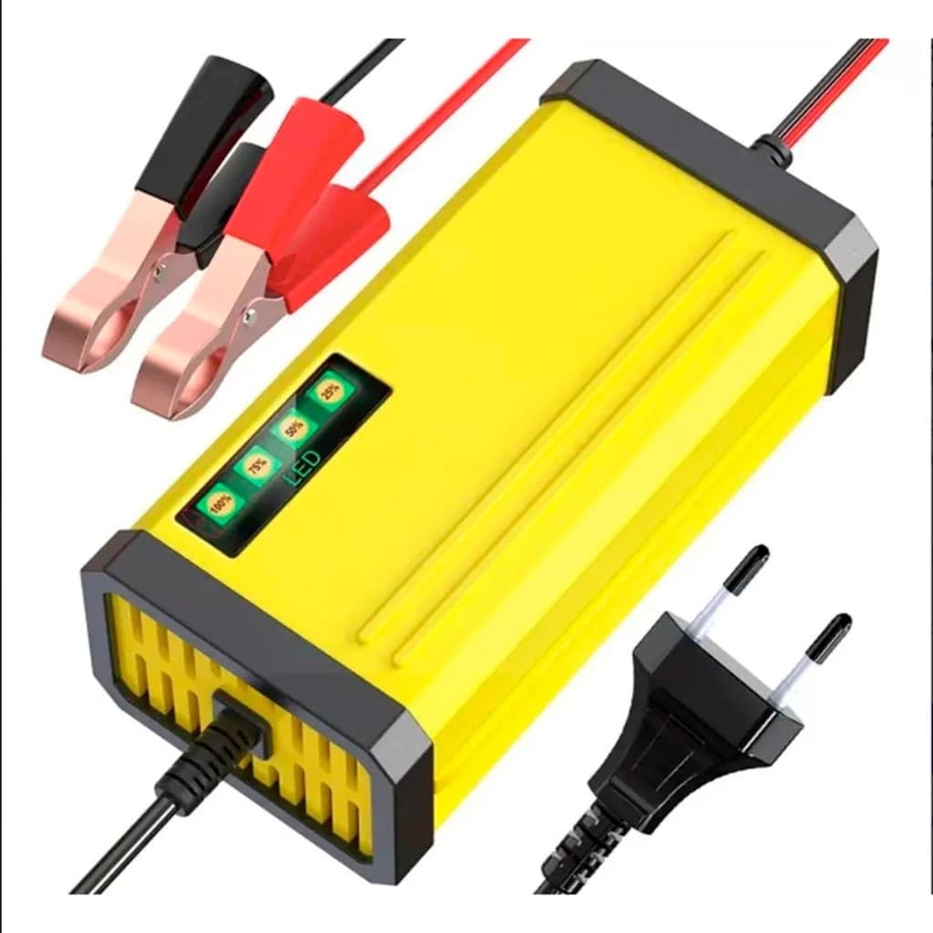 Carregador de Bateria Carro Motocicleta 12v Bivolt Automotivo Display Digital