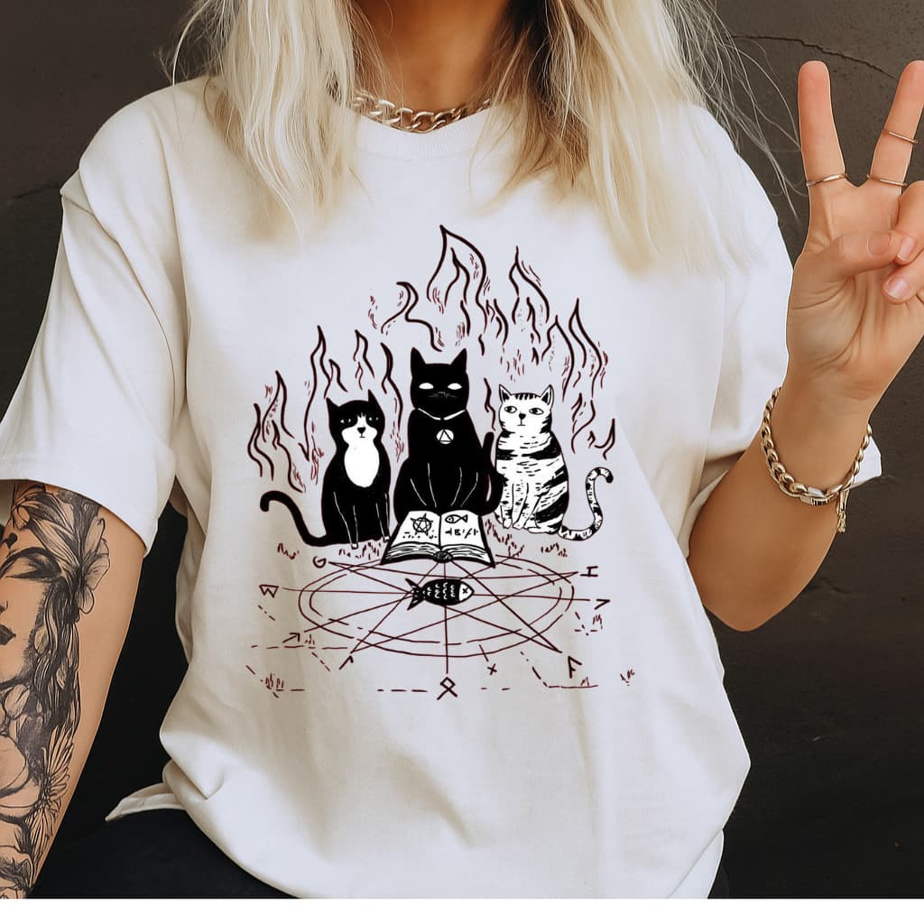 caamisa Camiseta Gato Magia visual vintage blogueirina aesthetic Y2K plus size