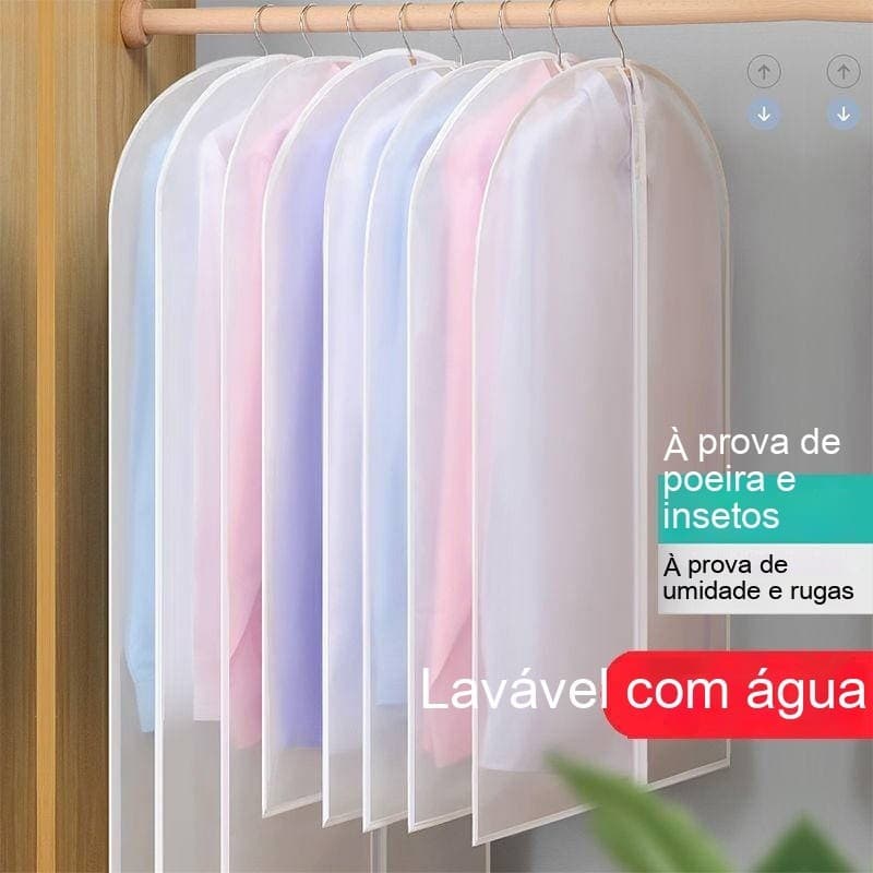 Kit 5 Capa Protetora de Roupas 5 Peças Semitransparente com Zíper Lavável e Reutilizável