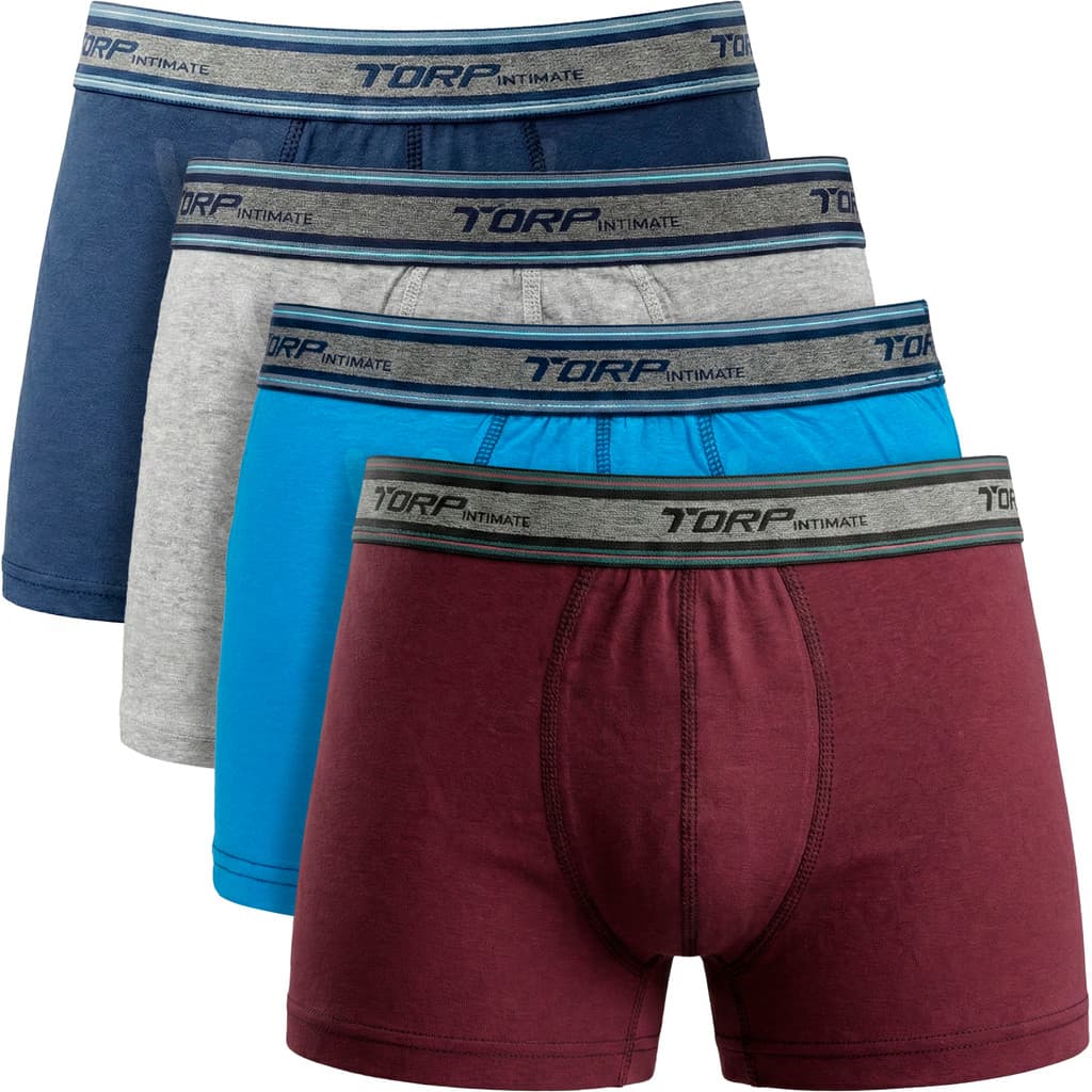 Kit 4 Cueca Boxer Cotton Torp Kit Cueca Box Confortável Respirável Cueca Masculina Elástico Exposto