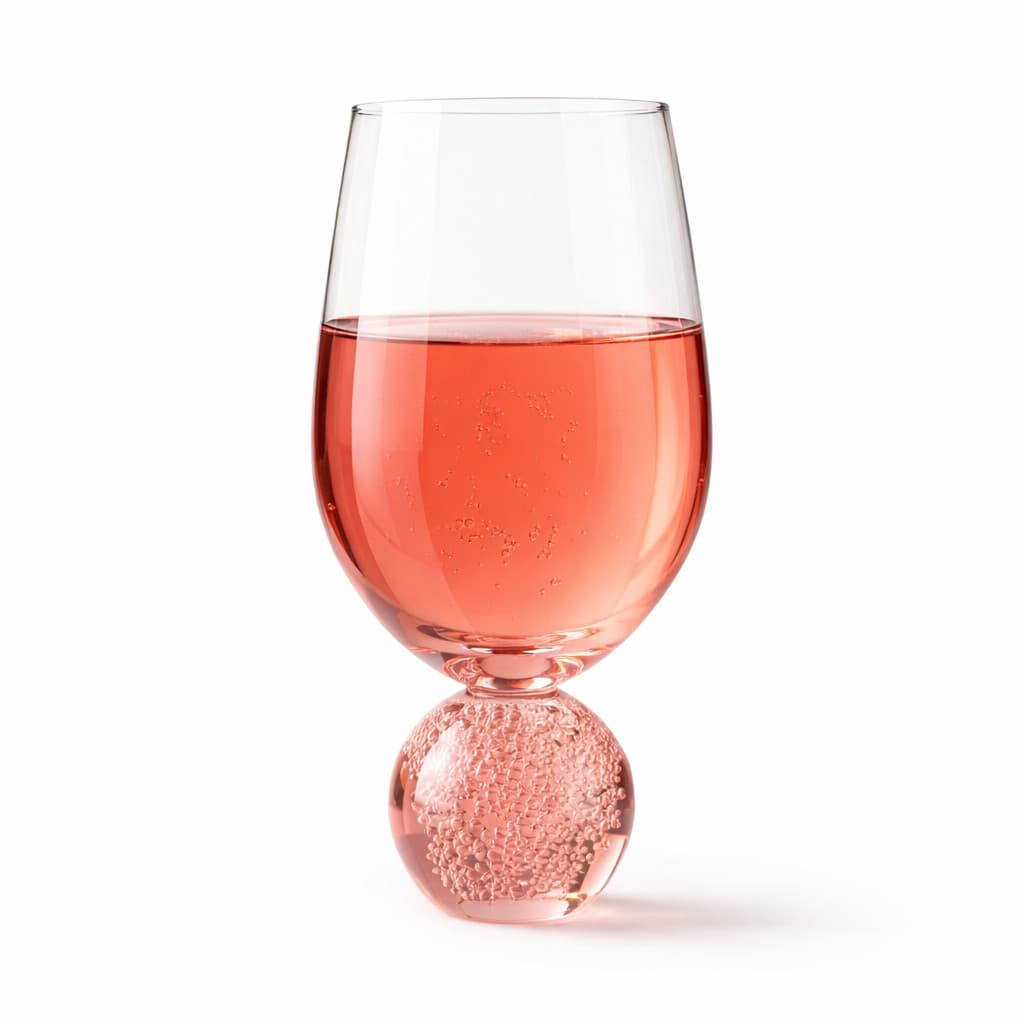 Taça Em Vidro Orbe 400 Ml Rosé Pé De Esfera Rosa