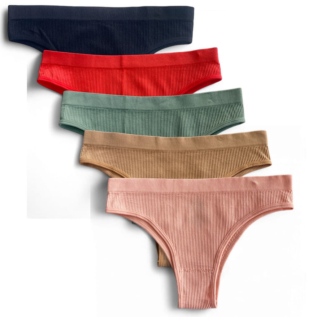 Kit 5 Calcinha Tanga Feminina Microfibra Sem Costura Básica