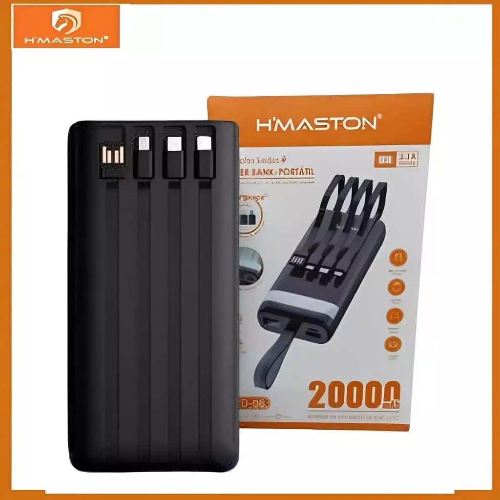 Carregador Portátil YD-06 Power Bank 20000mAh Hmaston 4 Saídas USB Alta Potência e Segurança