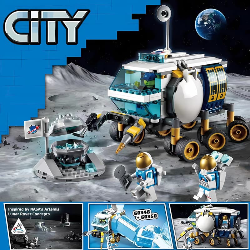 275 PCS Lego Blocos de Construção Detecção de Lua Carro Lua Espaço Avião Menino Montagem Educacional Brinquedo Presente