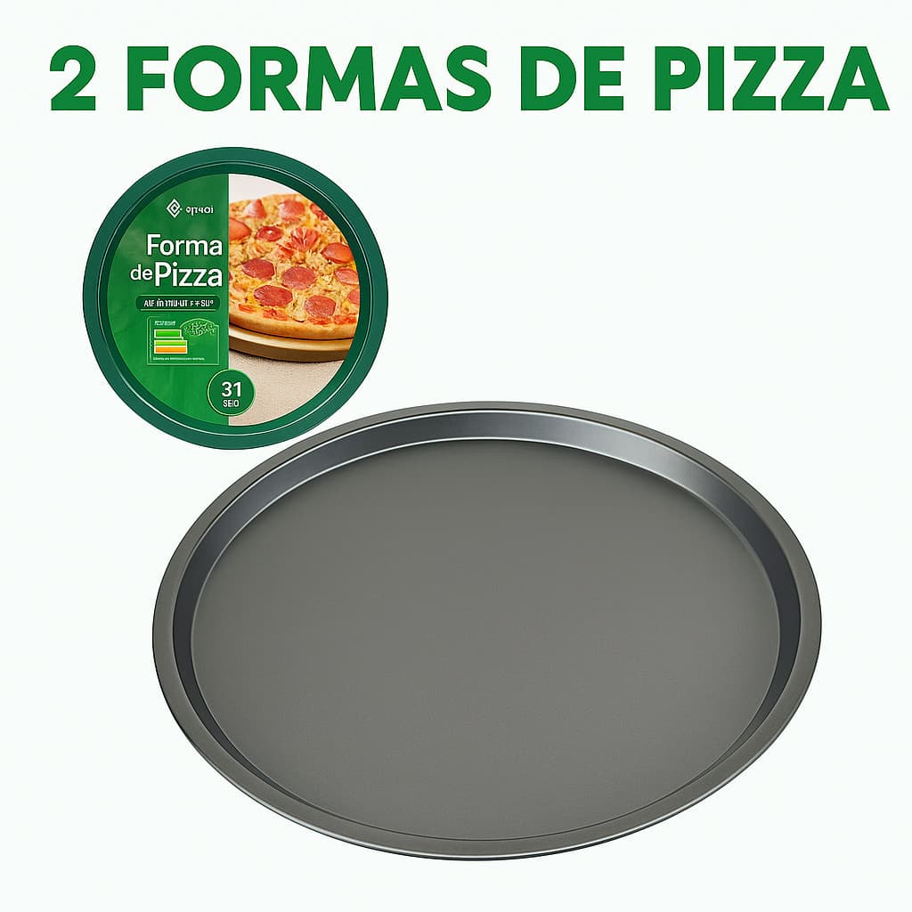 Kit 2 Assadeiras Forma de Pizza 31cm Antiaderente Profissional Grande