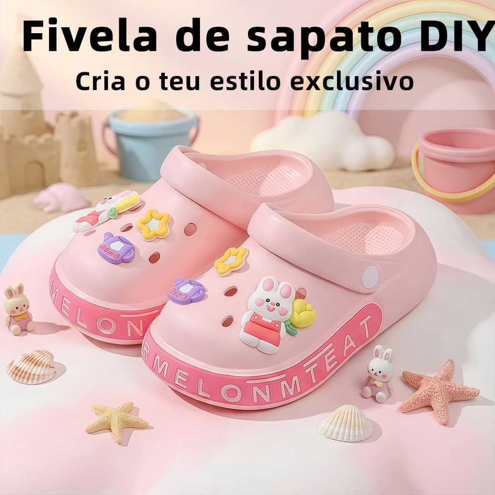 Babuche Infantil sandália feminina EVA leve apliques removíveis antiderrapante confortável para passeios escolares