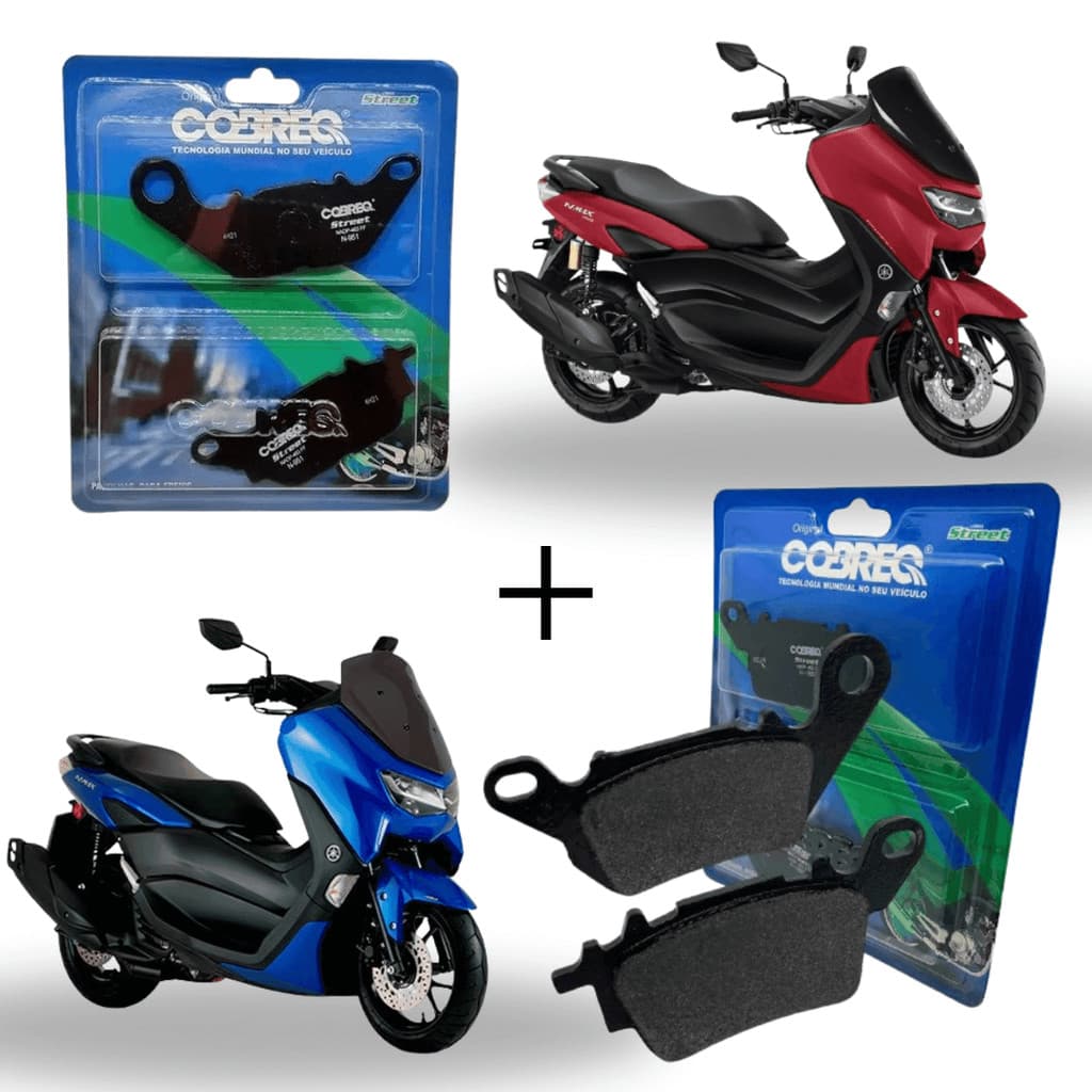 Kit Pastilhas de Freio NMAX 160  2017 2018 2019 2020 2021 2022 2023 2024..  ABS Dianteira e Traseira COBREQ