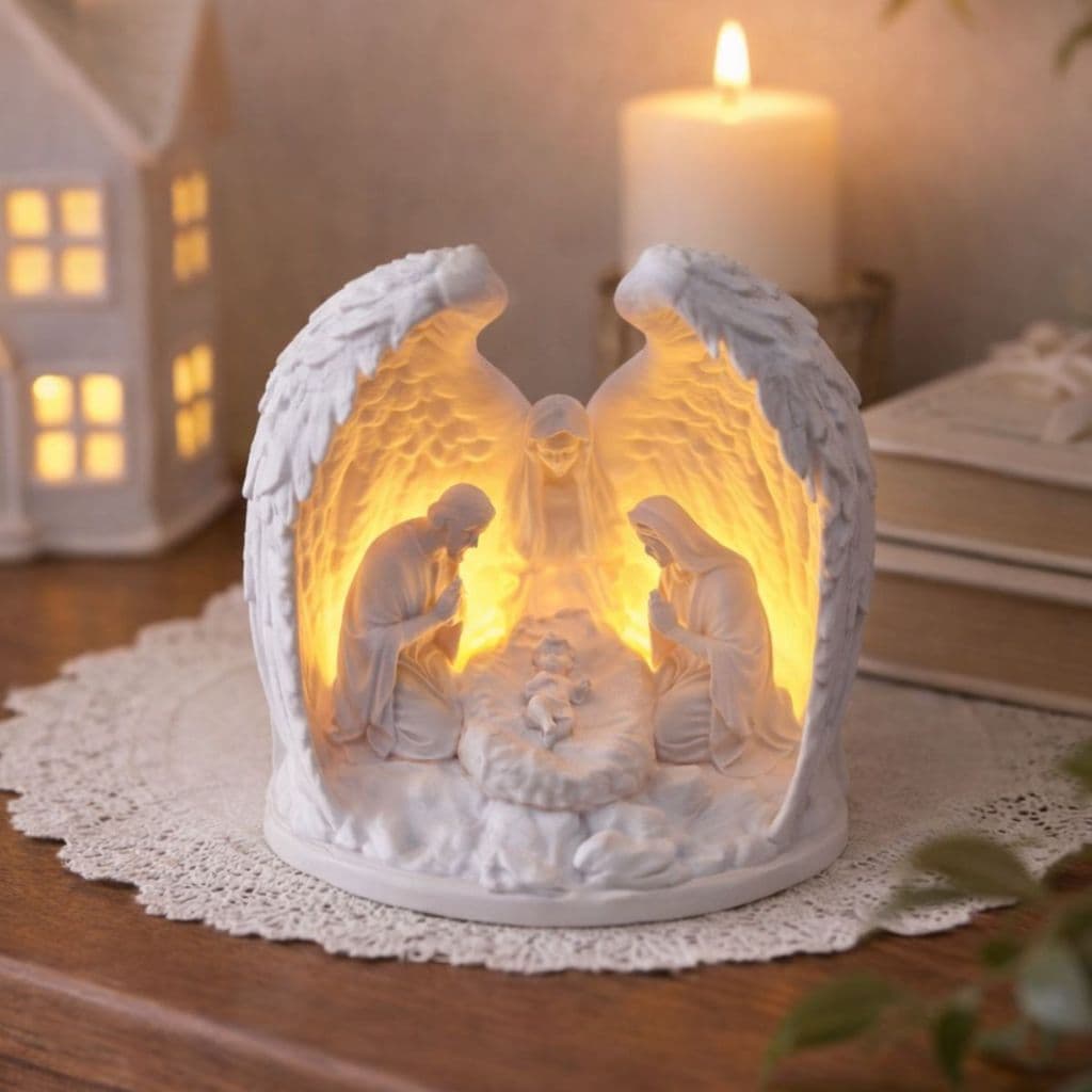 Presépio Sagrada Família Decorativo Religioso Acompanha Vela LED