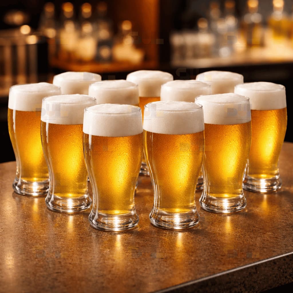 Jogo de Copo 12 Peças De Vidro Cerveja 340ml Restaurante Tulipa Tulipinha Bar Buffet Lanchonete Chop