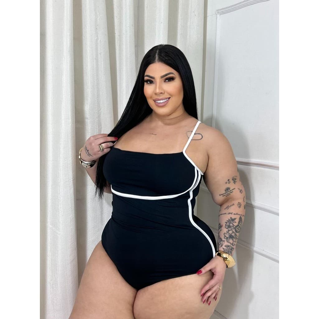 Body Plus Size Bicolor Com Detalhes Confortável