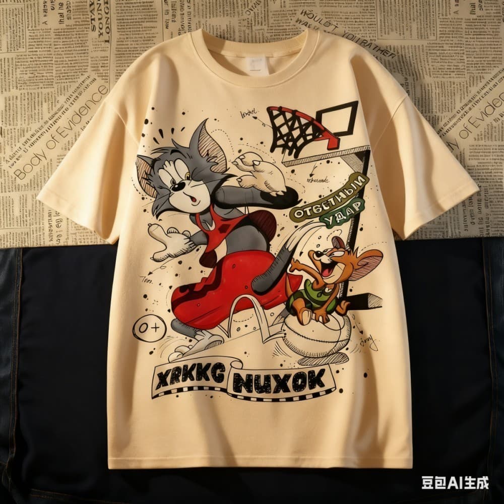 Camiseta Tom e Jerry Algodão Camisa estampada Unissex desenho animado gola redonda Varias Cores!