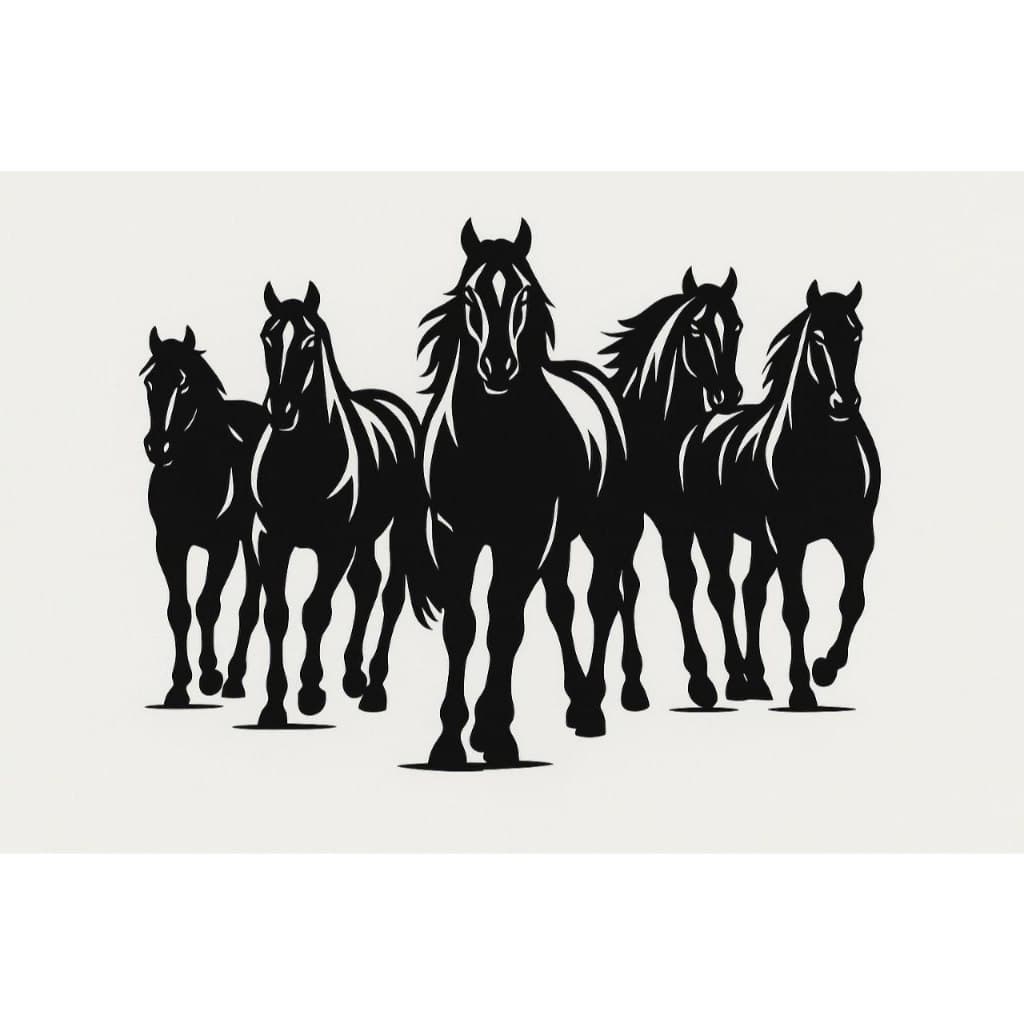 Tropa de Cavalos MDF 50x37 cm Quadro Decorativo Vazado Para Parede Decoração Rústica Sala Fazenda Escritório Premium