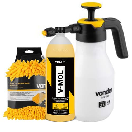 Kit Lava Carros V-mol 1,5L Vonixx + Aplicador Espuma + Luva