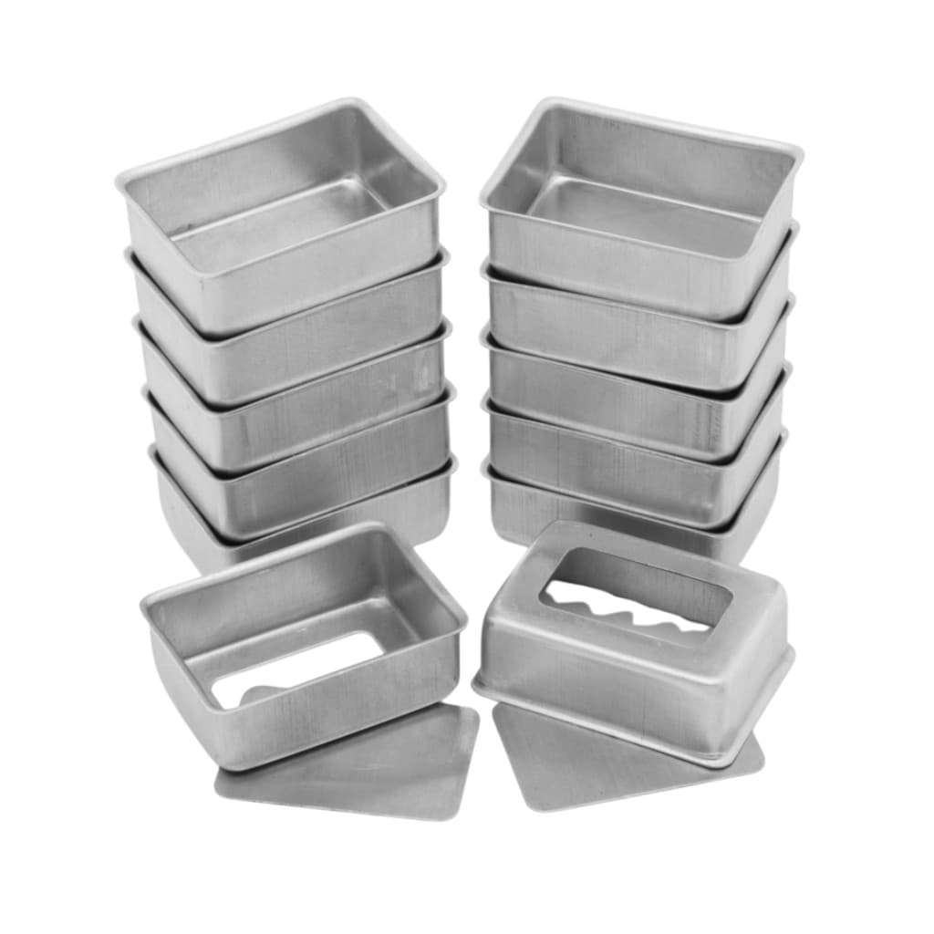 Kit com 12 Mini Formas Retangular Fundo Falso 6,6cmx4,6cmx2cm