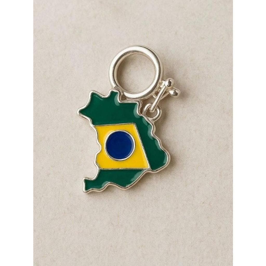 Berloque Mapa do Brasil Bandeira – Prata e Esmalte Colorido