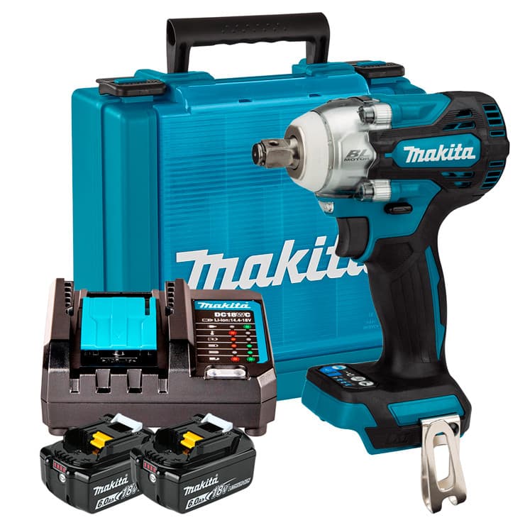 Chave de Impacto 1/2" a Bateria 18V LXT Makita DTW300Z + Kit Energia 2 Baterias 6Ah + Carregador + Maleta KITMAK1860B