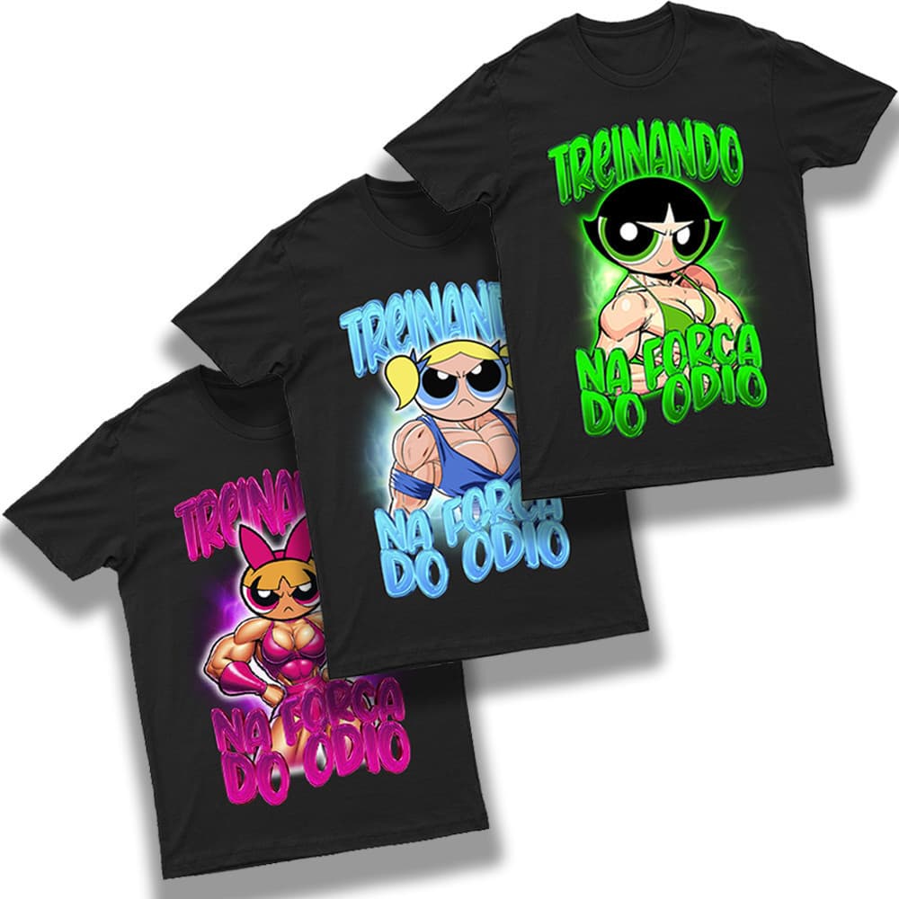 Camisetas Feminina Kit 3 Camisas De Treino Lindinha Docinho Florzinha Maromba Super Poderosas