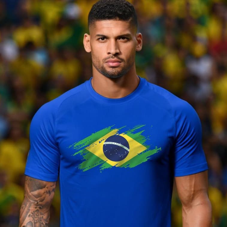 Camiseta Seleção Bandeira Brasil Em Algodão Torcedor Brasileiro Copa do Mundo