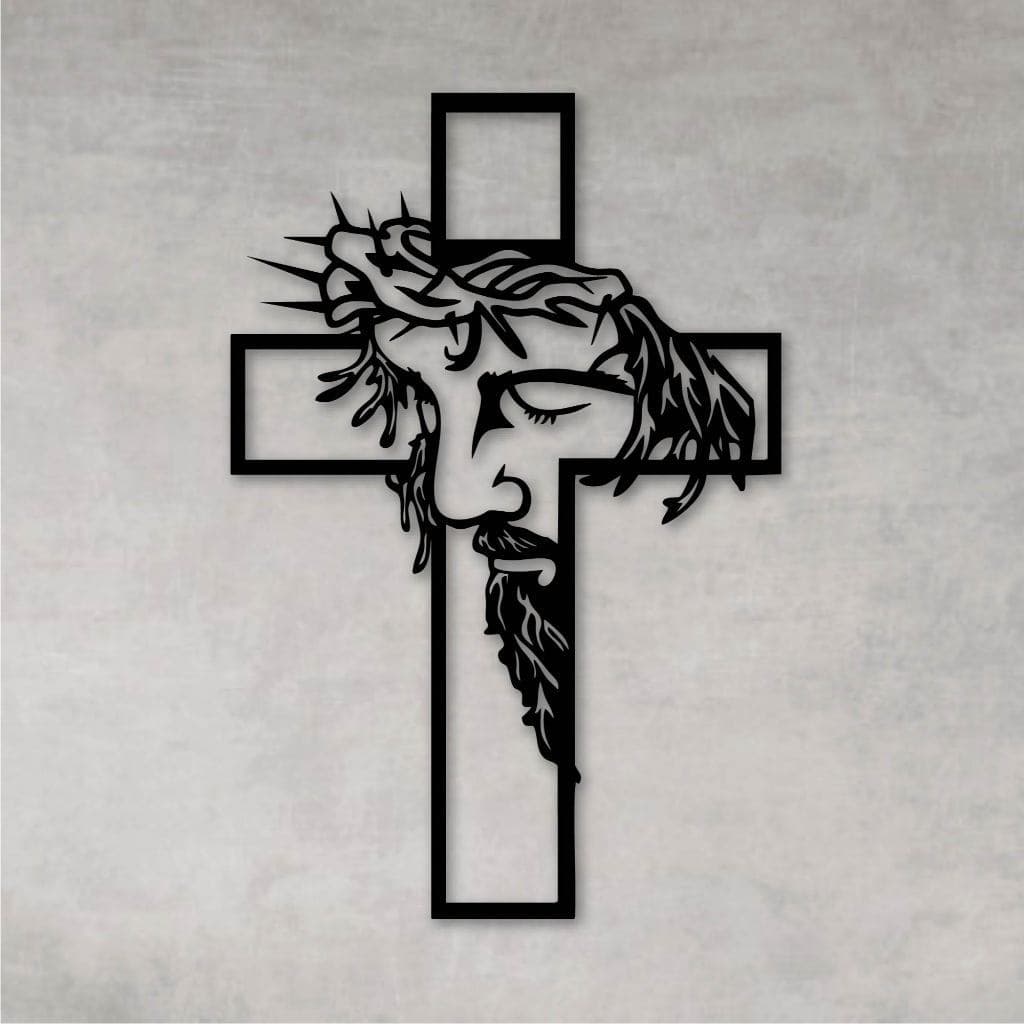 Quadro Decorativo Vazado Cristo Crucifixo Religioso MDF Preto 3